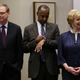 Housing and Urban Development Secretary Ben Carson looks at his watch as he waits with Small Business Administration Administrator Linda McMahon (R) and Chairman of the Council of Economic Advisers Kevin Hassett prior to a Roosevelt Room event at the White House February 6, 2019 in Washington, DC.